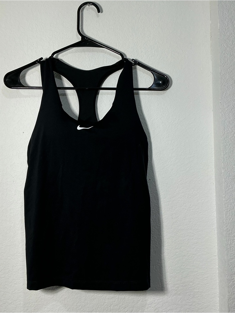 Nike Black Racerback Sports Tank with White Swoosh Accent